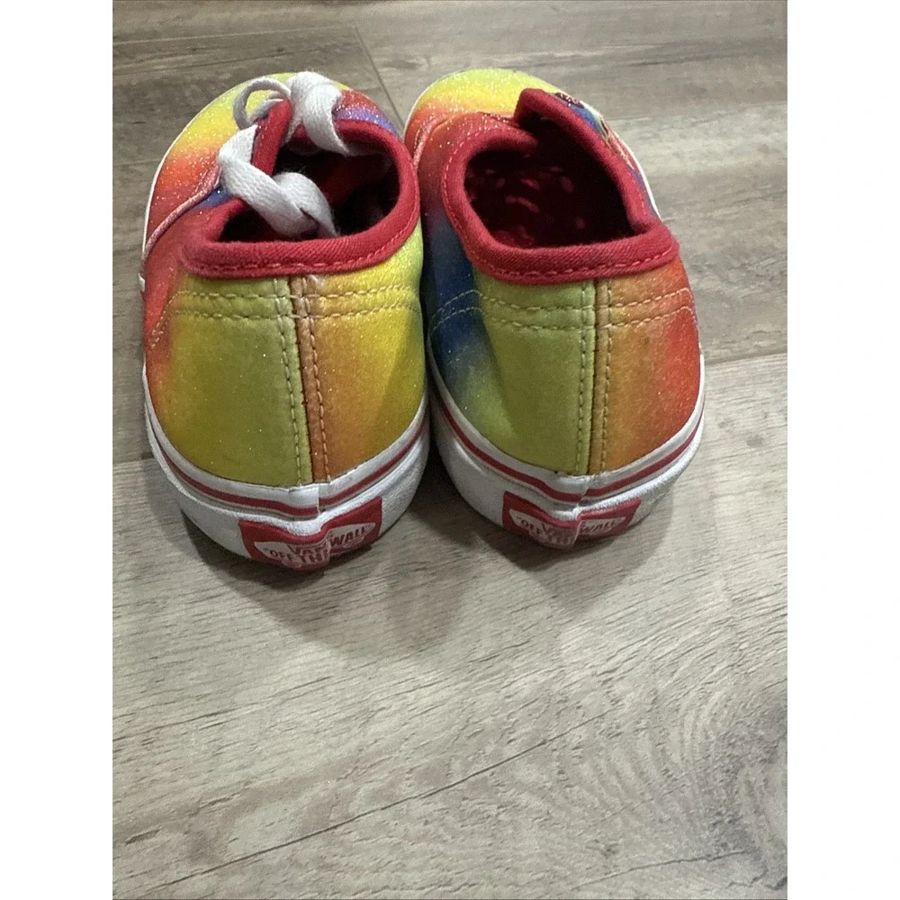 Vans Authentic Rainbow/Glitter Red/Blue/Yellow Girls Kids‎ Sz 2 Needs Laces